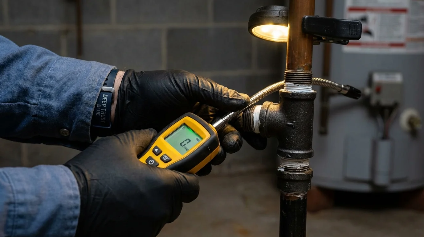 Gas leak detection with electronic sniffer by Johns Plumbing LLC in Morgan Hill