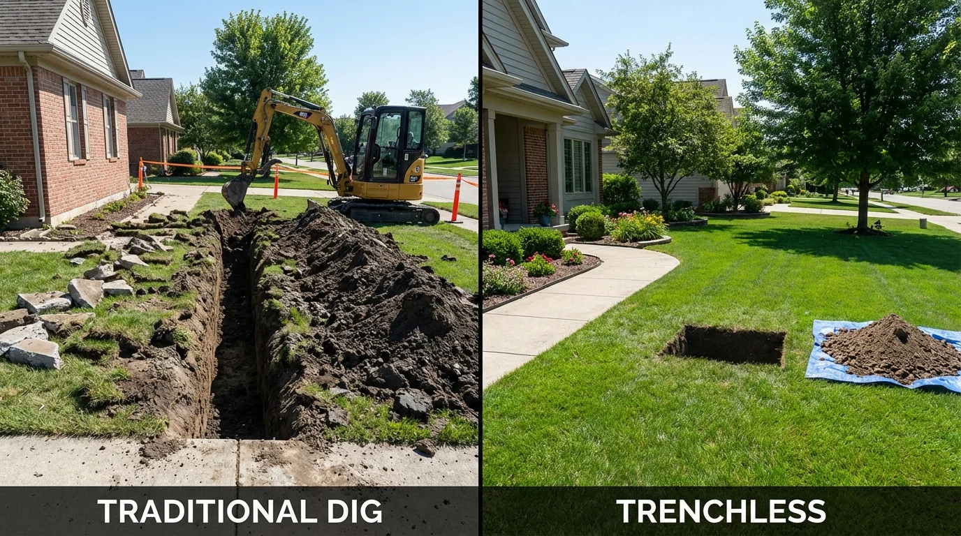 Trenchless sewer repair with minimal yard damage versus traditional excavation in Morgan Hill, CA